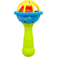 Single Head Rattle Soft Glue Dumbbell Baby Hand Teether With Jhunjhuni Cn -1pcs image