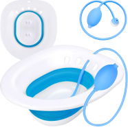 Sitz Bath For Hemorrhoids, Sitz Bath For Toilet Seat, Postpartum Care, Sits Bath Kit For Women, Flusher Hose, Drain Holes, Deeper Bowl - Multicolor image