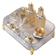 Skincare Organizer, Modern Multipurpose Impact Plastic Cosmetic Organization Tray for Skincare Brushes (Transparent) image