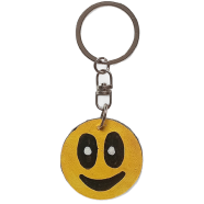 Slightly Smiling Face Hand-Painted Wooden Keyring image