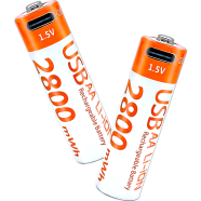 Smart USB Rechargeable Lithium Battery, AA 1.5V 2800mWh image