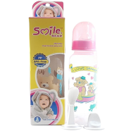 Smile Bear Plastic Bottle Food and Juice Feeder with Silicone Spoon 250ml
