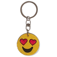 Smiling Face With Heart Eyes Hand-Painted Wooden Keyring image