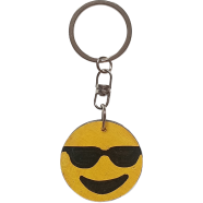 Smiling Face With Sunglasses Hand-Painted Wooden Keyring image