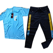 Smug Combo Black Trouser And Sky Blue T-Shirt Combo 2Pcs image