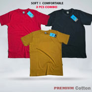 Smug Premium Cotton Solid T Shirt Combo Red Charcoal Medallion image