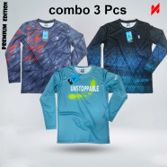 Smug Premium Full Sleeve Sports T Shirt Combo Pack 3 Pcs Sky Grey And Pest Color image