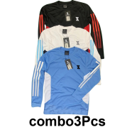 Smug Premium Full Sleeve T Shirt Combo 3 Pcs Black White And Sky Blue image