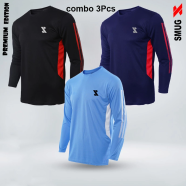 Smug Premium Full Sleeve T Shirt Combo 3 Pcs Black Navy And Sky Blue image