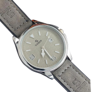 Sober Men’s Honeycomb Pattern Watch Tan Leather Strap Date Function image