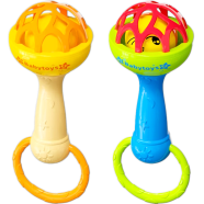 Soft Glue Dumbbell Baby Hand Teether with Jhunjhuni CN - 1 pcs image