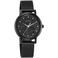 Sonata Black Round Dial Black Strap Watch For Woman image