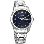 Sonata Blue Round Dial Silver Strap Watch For Gents image