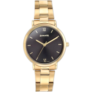 Sonata Quartz Analog Black Dial Golden Stainless Steel Strap Watch For Women image