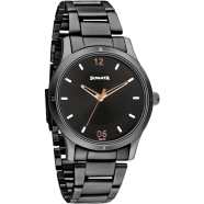 Sonata Women Of Steel Black Dial Stainless Steel Strap Watch For Women image