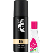 Special Gift Pack Beardo Don Perfume Body Spray 150ml Livon Hair Serum 100ml image