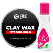Special Gift Pack Beardo Strong Hold Clay Wax 100g Livon Hair Serum 100ml image