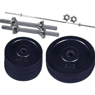 Sports And Fitness Total 15 kg Dumbbell Combo Pack ( 4pcs 1.25kg Plate 4pcs 2.5 kg Plate with 2pcs 11 inch Stick and 3 feet Barbell image