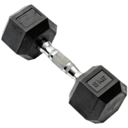 Sports House Rubber Hex Dumbbell (Single) 5Kg - Black image