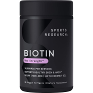 Sports Research Vegan Biotin 10,000mcg with Organic Coconut Oil Max Strength Biotin 30 Softgels -523524925 image