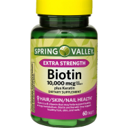 Spring Valley Extra Strength Biotin Plus Keratin 10,000mcg 60 Tablets image