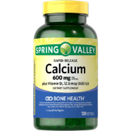 Spring Valley Rapid-Release Calcium 600 mg Plus D3 120 Softgels image