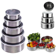 Stainless Steel Food Box 5 Pieces With Food Grade Plastic Cover, Protect Fresh Box image