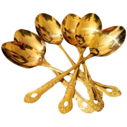 Stainless Steel Golden Curry Spoon 10 Inch 6 Pcs image