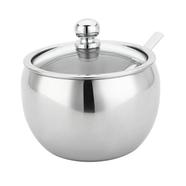 Stainless Steel Seasoning Pot Sugar Bowl With Clear Lid And Spoon For Home Kitchen Suitable For Storing Salt Monosodium Glutamate Chicken Extract Sugar image
