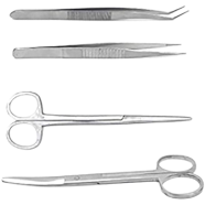 Stainless Steel Surgical Instrument Set- 6 Inch Scissors, Curved Scissors, Blunt End Forceps image