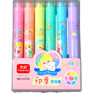 Stamp Highlighter 2-in-1 Pastel Color Pen-6 Pcs Set
