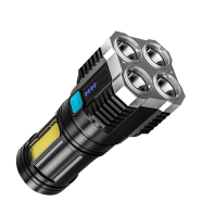 Strong Light Flashlight Camping Torch Rechargeable Multifunctional Portable Hand Lantern with 4 Lamp Beads and COB Side Light image