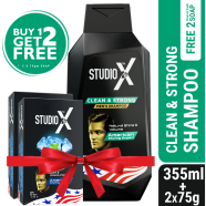 Studio X Clean And Strong Shampoo For Men 355ml (75gm X 2 Soap Free) image
