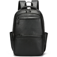 Style PU Leather Fashion Mens Backpack Black icon