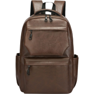 Style PU Leather Fashion Mens Backpack - Dark Brown image