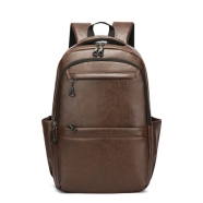Style PU Leather Fashion Mens Backpack - Dark Brown image