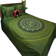 Stylish New Design Bed Sheets for Home Decor - Olive (7.5 feet × 8 feet) image