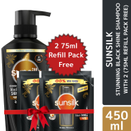 Sunsilk Shampoo Stunning Black Shine 450ml Buy 1 Get 1 2 Pcs 75ml Refill Pack Free image