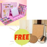 Super Mega Art Set 208Pc (Pink) with Free Handmade Drawing Pad A5
