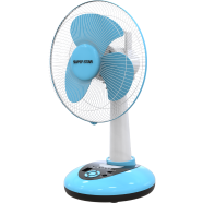 Super Star Rechargeable Table Fan Blue 12Inch image