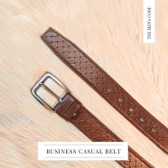 THE MEN's CODE Chocolate Color Dice Leather Casual Belt For Men | MBD005 image