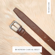 THE MEN's CODE Chocolate Color Dice Leather Casual Belt for Men | MBD008 image