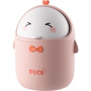 TOGHPUW Table Waste Bin with Lid – Cute Cartoon Small Garbage Bin and Storage Box for Office Desk, Work Table and Kids Room (Pink) icon