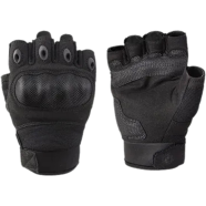 Tactical Half Finger Military Combat Gloves For Motorcycle With Anti-Slip Palm Pad For Hunting, Camping, Outdoor Hiking, Training - 1 Pair (Imported)(Black) image