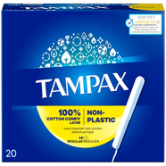 Tampax Non-Plastic 100 Percent Cotton Comfy Layer Regular Tampons 20pcs icon