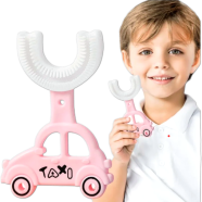 Car Taxi Style U-Shape Baby Toothbrush – 360° Silicone Oral Care with Handle | Multicolor Children’s Toothbrush image