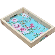 Tea Time with Floral Wooden Tea Tray - Crafted from pinewood plywood and laminated for a durable and stylish serving accessory. image