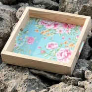 Tea Time with Floral Wooden Tea Tray - Crafted from pinewood plywood and laminated for a durable and stylish serving accessory. image
