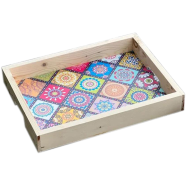 Tea Time with Mandela Wooden Tea Tray - Crafted from pinewood plywood and laminated for a durable and stylish serving accessory. image