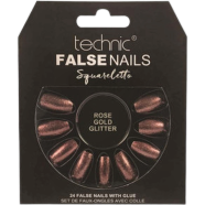 Technic Squareletto 24 False Nails With Glue - Rose Gold Glitter image
